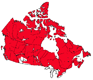 Map of Ermine or Stoat in Canada
