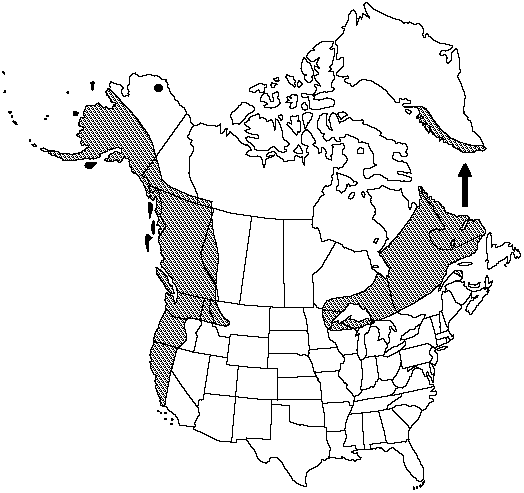 Map of Northern wood fern, spreading wood fern in Canada